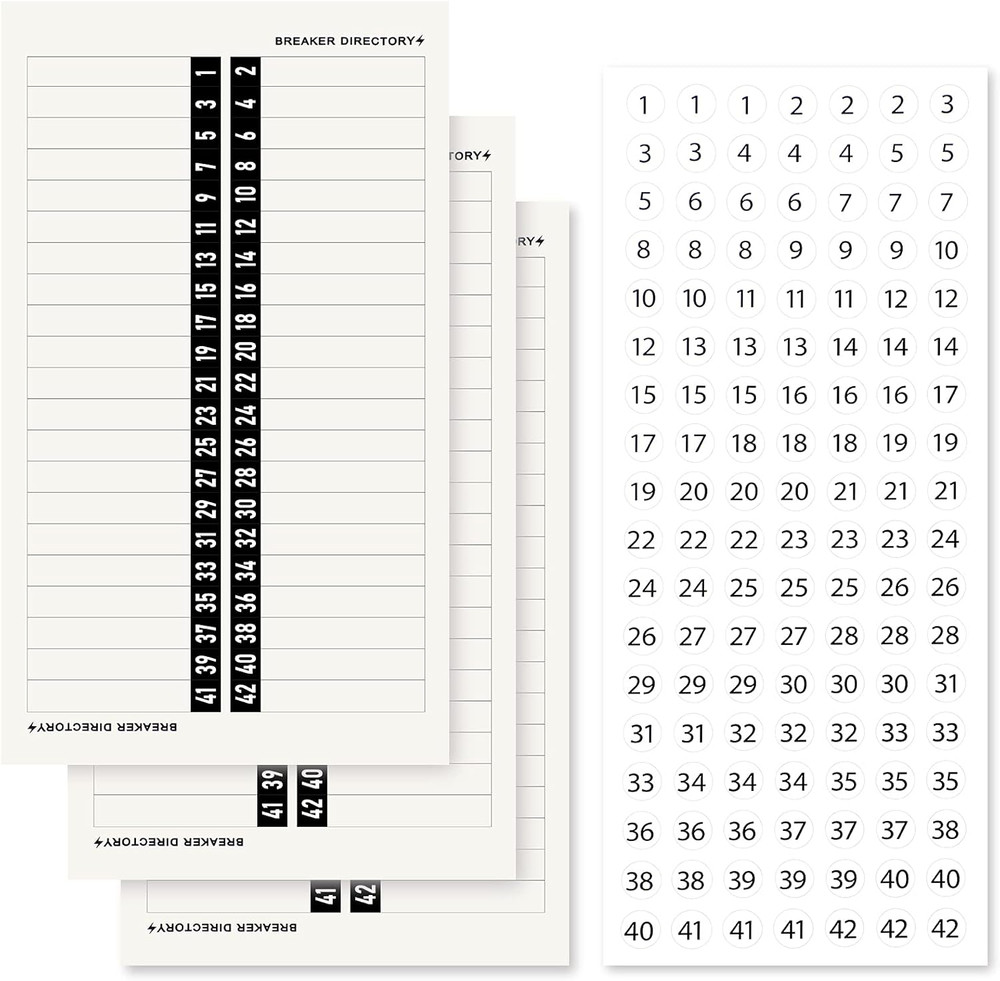 Breaker Panel Labels Electrical Electric Box Sticker Number Directory Load Cente