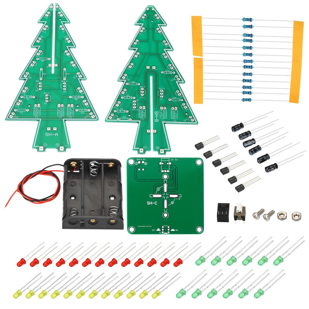 Soldering Practice Board, 1 Set Electronics Kit PCB Board DIY LED Christmas Tree