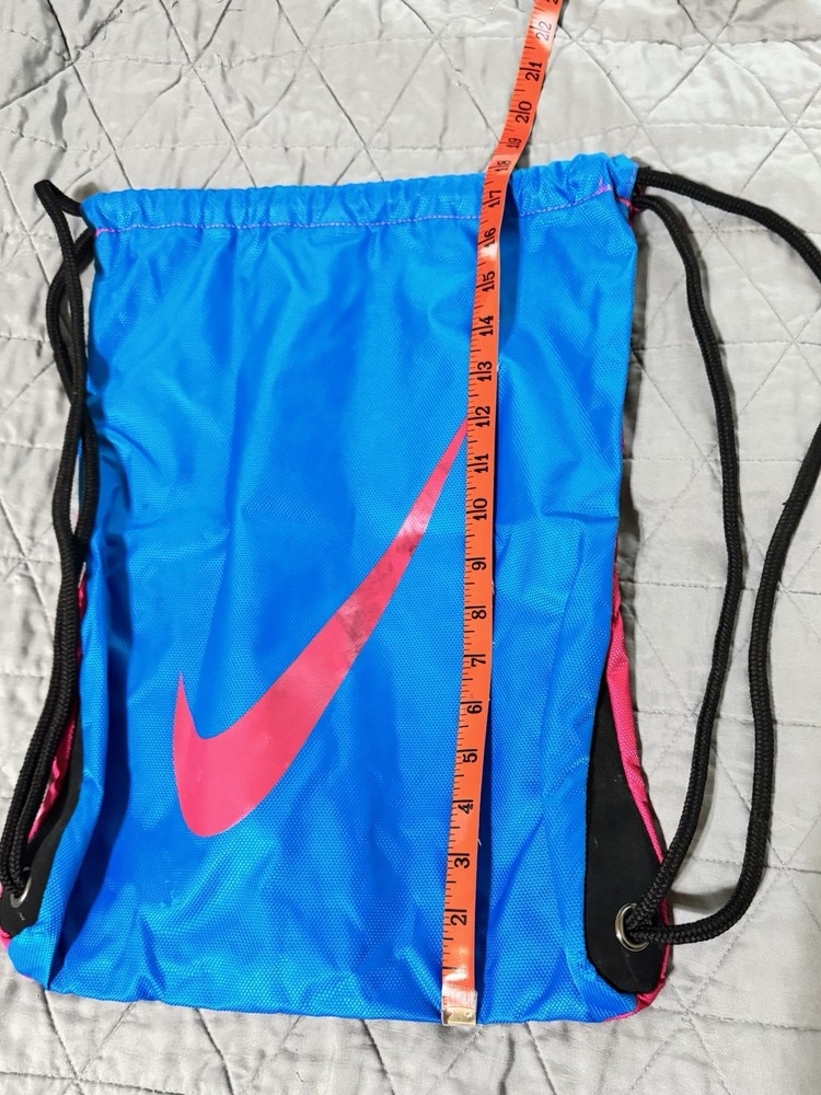 Nike Drawstring Backpack Pink “just Do It” Blue “Logo” Lightweight