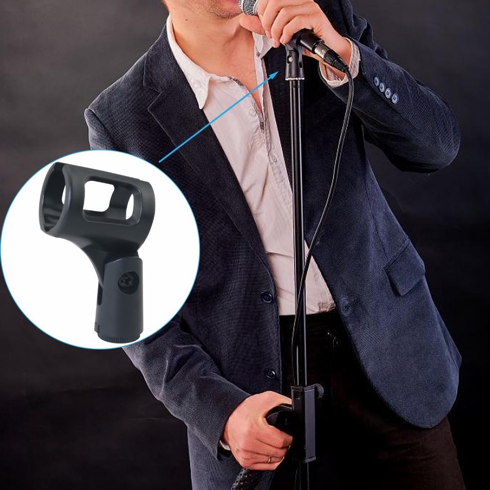 Adjustable Angle Microphone Stand Clip Head Plastic Holder for Mic 2 PCS