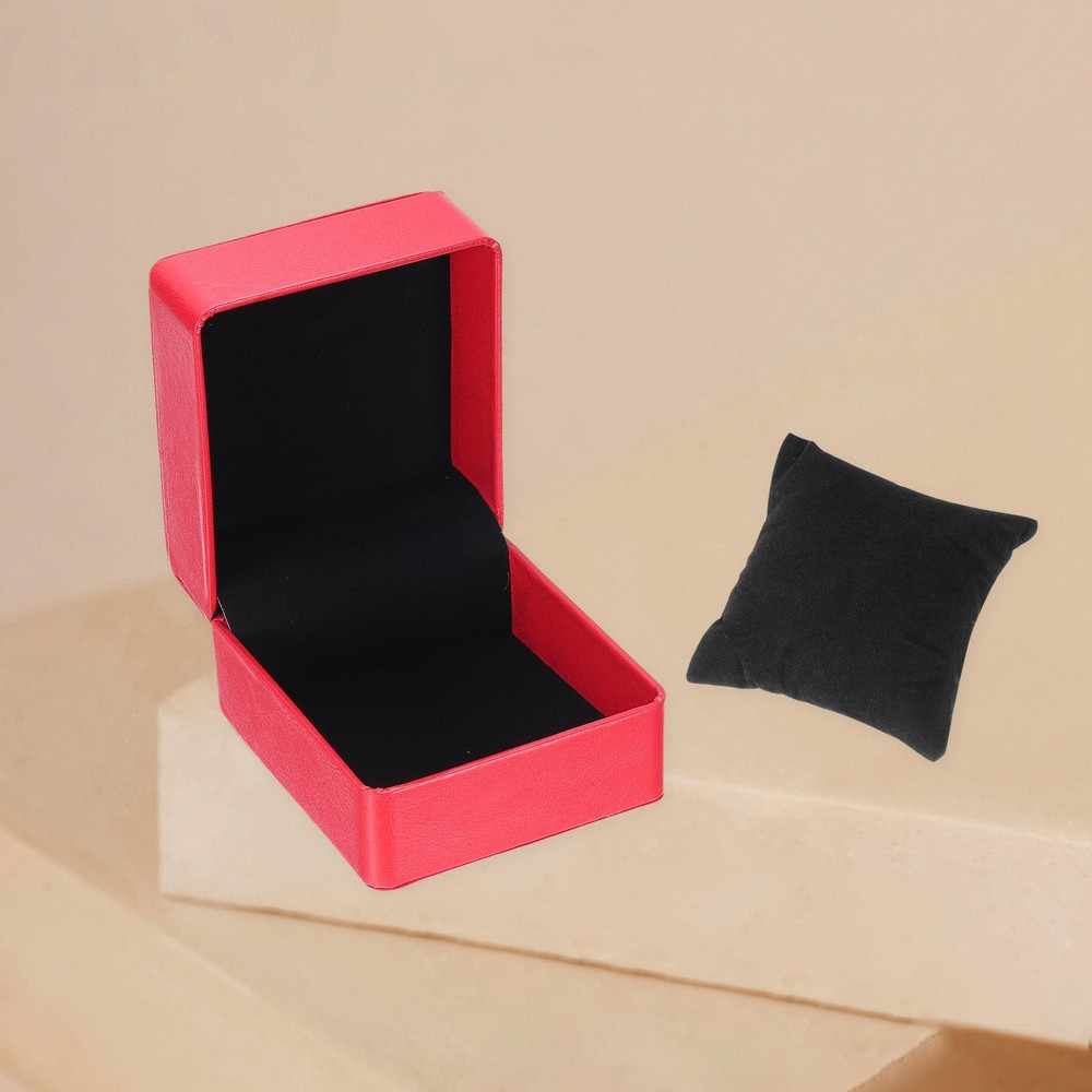 Single Watch Case, PU Leather Watch Storage Box, Red, Glossy