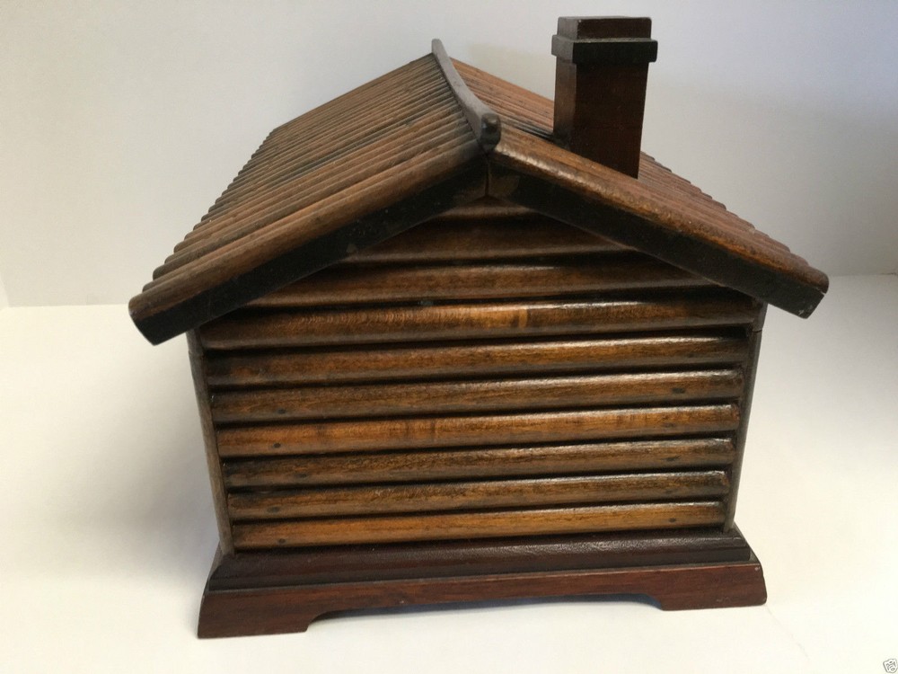 Figural Log Cabin Cigar Box