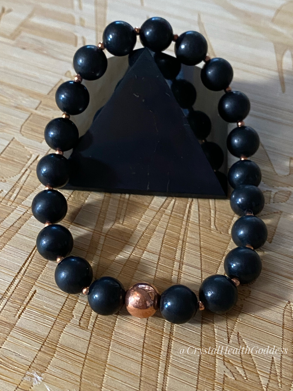 Shungite Beads With Genuine Copper Bracelet EMF Protection Healing Design B