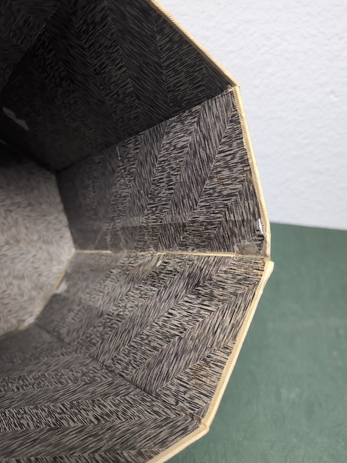 1940's-50's Silk & Paper Asian Chinese Folding Waste Paper Basket Damages