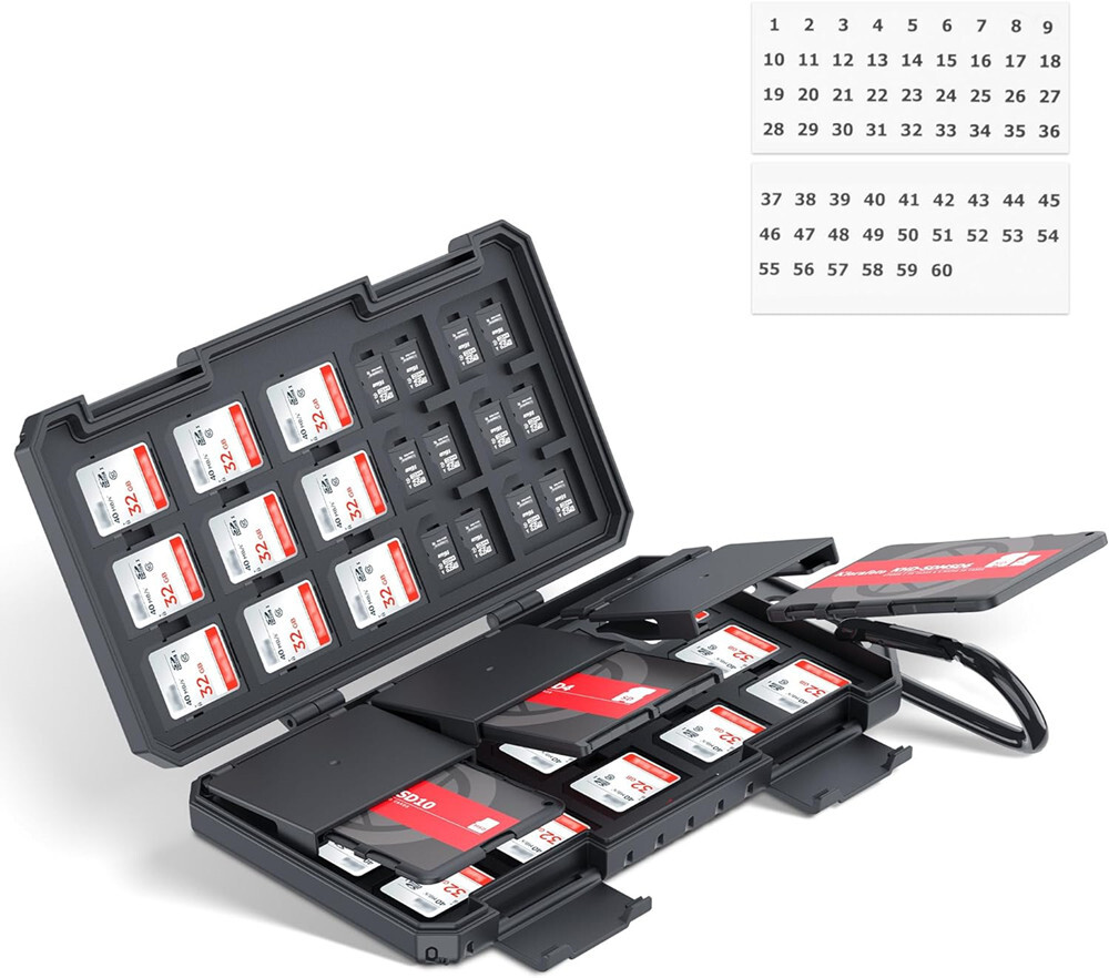 Memory Card Case Holder Storage fr 110 SD Micro SD TF with 3 Removable Slim Case