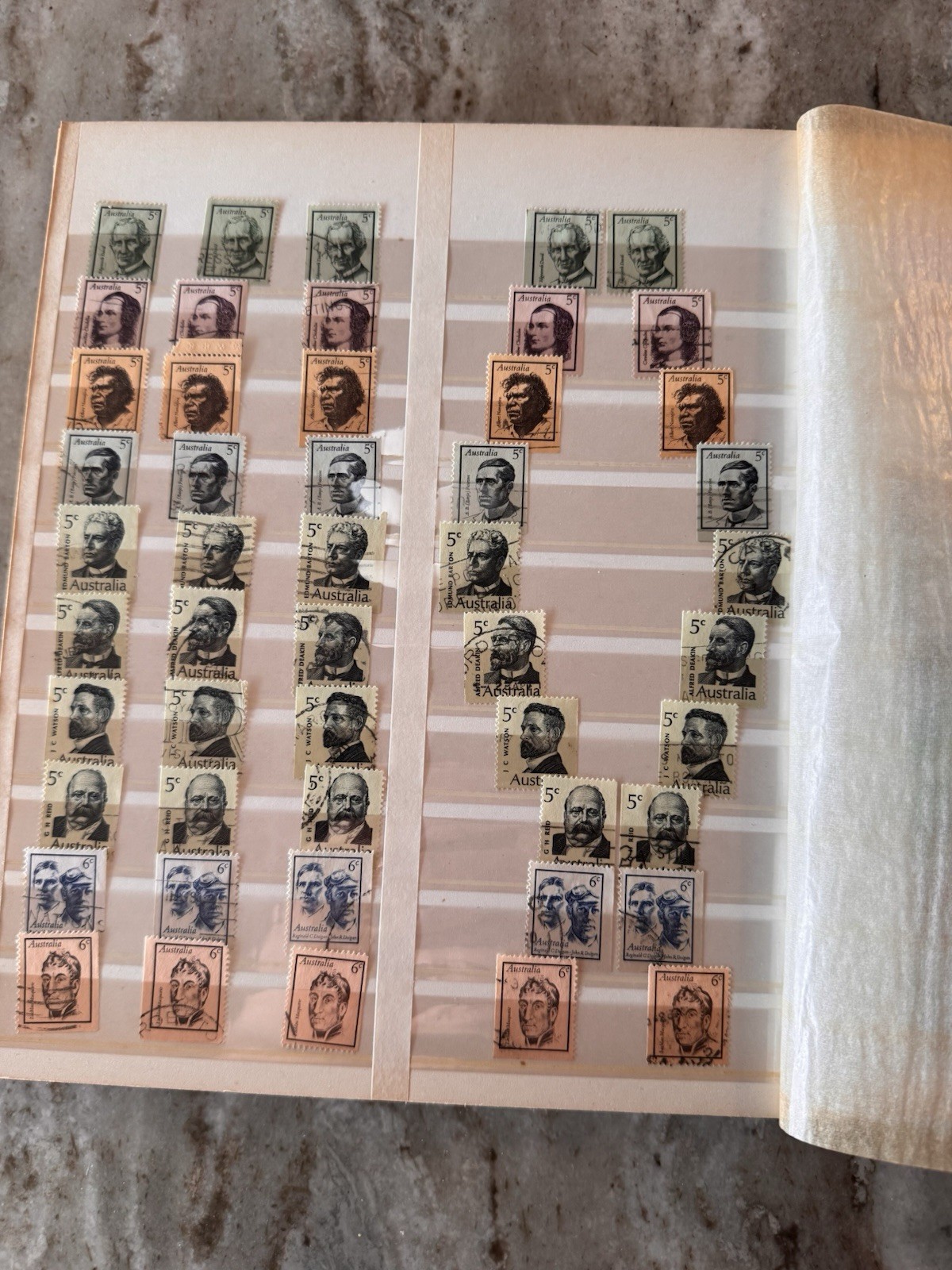 Australia Stamp Album. 1940’s - 70. SG, well populated. Roos, Royalty, Sport…