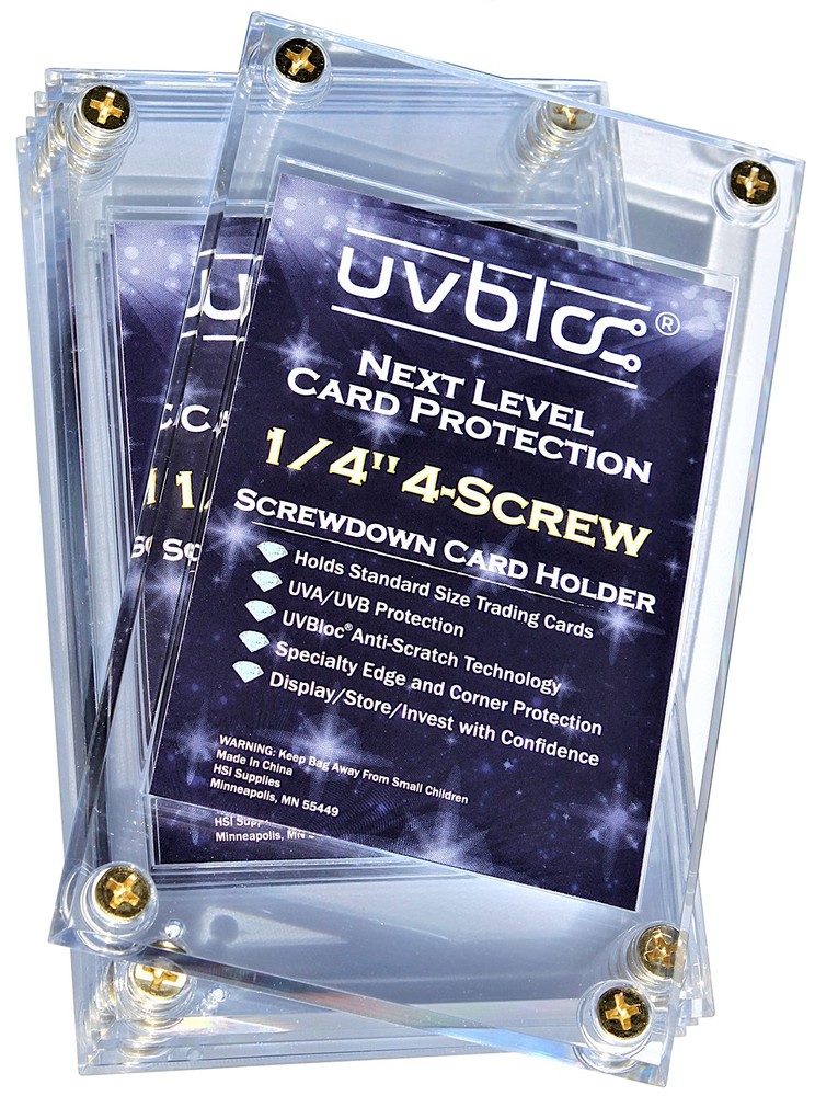 Baseball Cases (5 Pack) Protectors Hard Plastic Screw Down 35pt Sleeves for T...