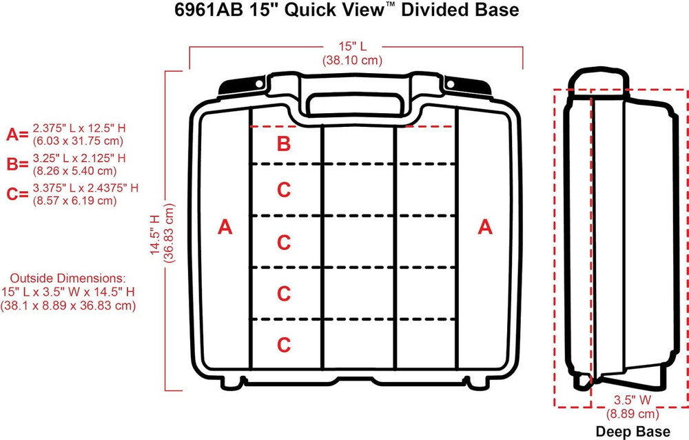 6961AB Quick View Deep Base Carrying Case with Removable Dividers, Portable Art