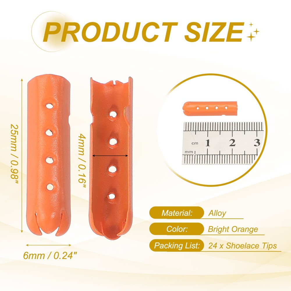 24Pcs 23mm Open Lace Tips, Bright Orange