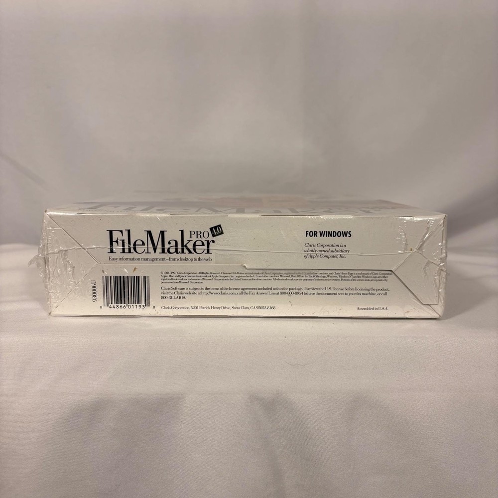 Claris FileMaker Pro 4.0 for Windows Vintage Database Software New Sealed Box