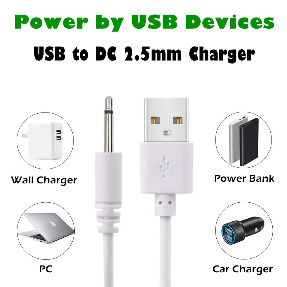 BATSOEASY 2 Pack 2.7ft Replacement DC Charging Cable, 10 centimeters, White