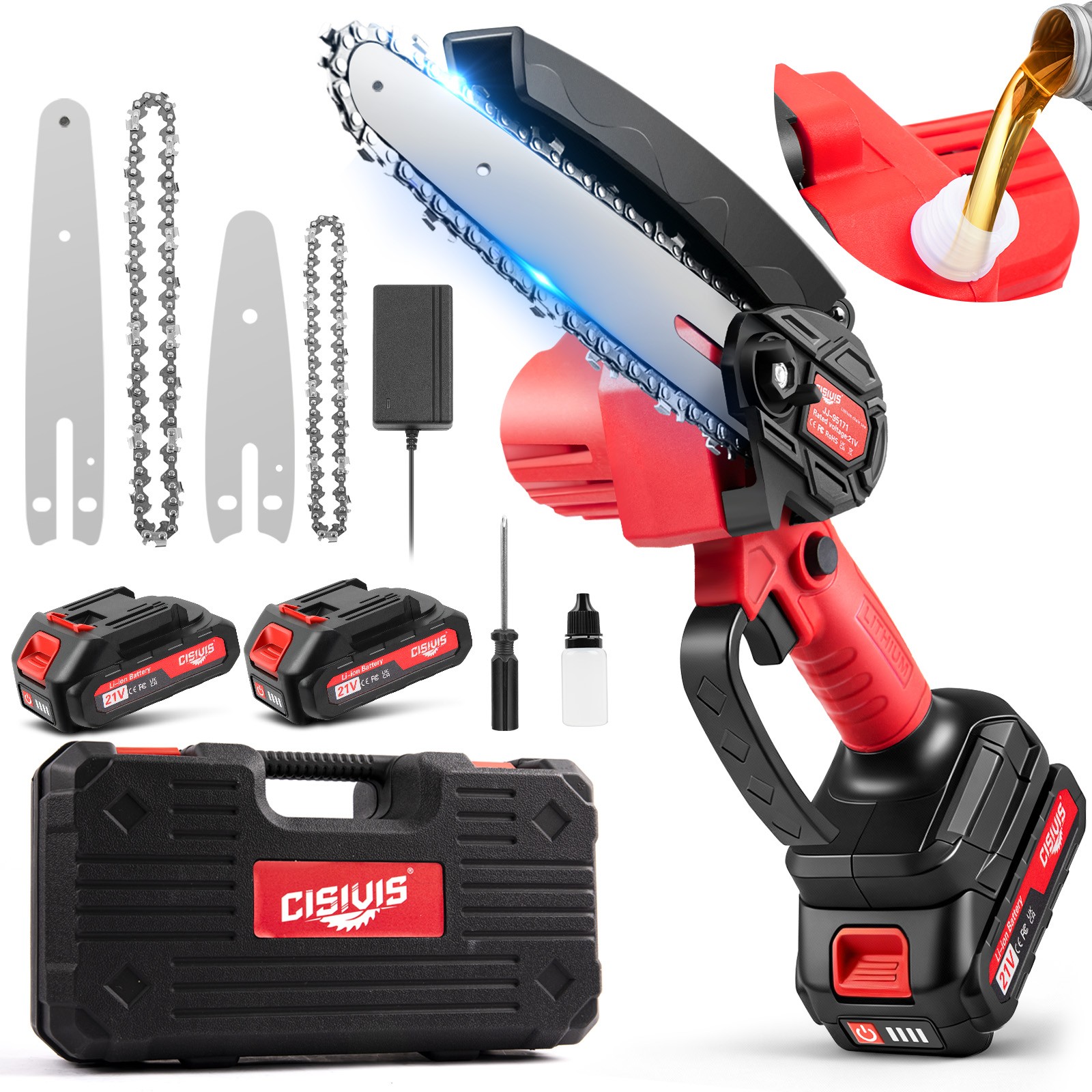 4/6inch Wireless Mini Chainsaw Equipped with 2 Large Capacity Batteries.Handheld