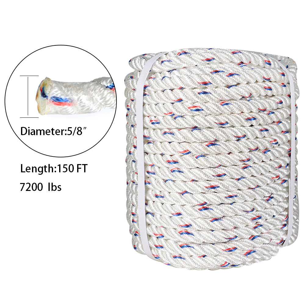 LABLT 5/8" Double Braid Polyester Rope 8600lbs Breaking Strength 5/8" x 150'
