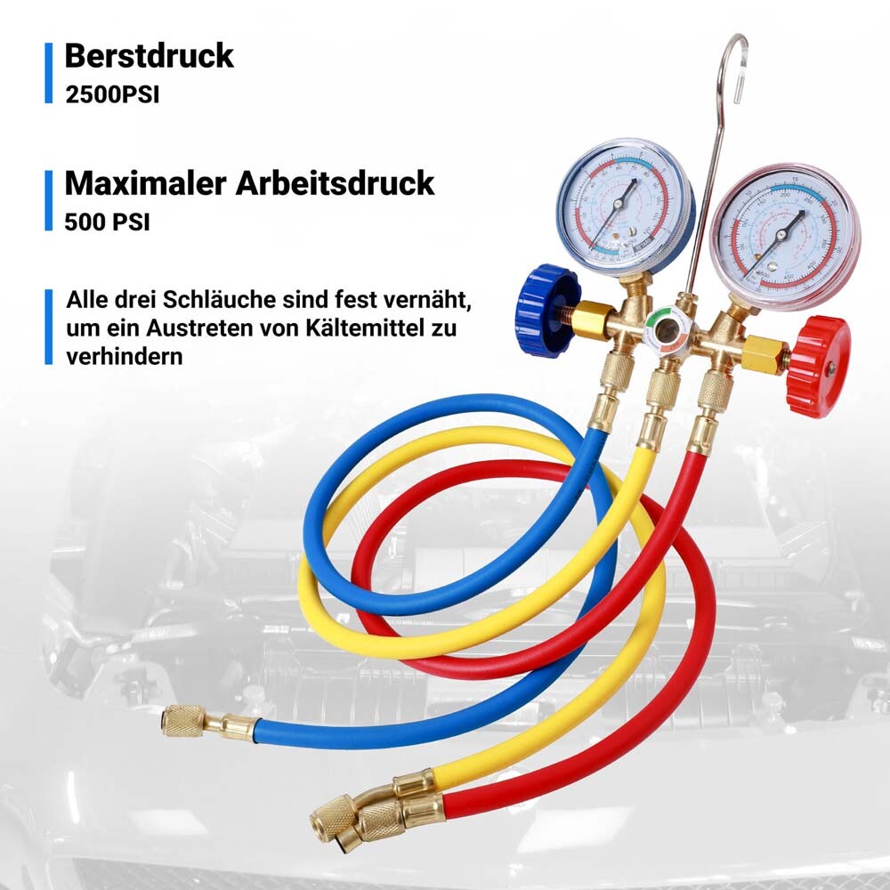 AC Diagnostic Manifold Gauge Set Charging Hose