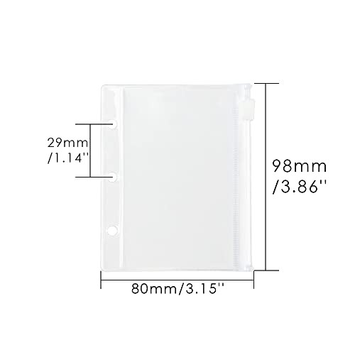 12Pack Binder Pockets Clear Zipper Binder Pouches Bag Mini Size Clear Type