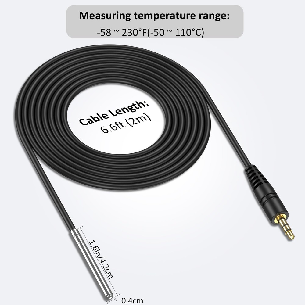 Temperature Sensor Probe for WH2408 Temperature Controller 6.6 Feet Long Wate...