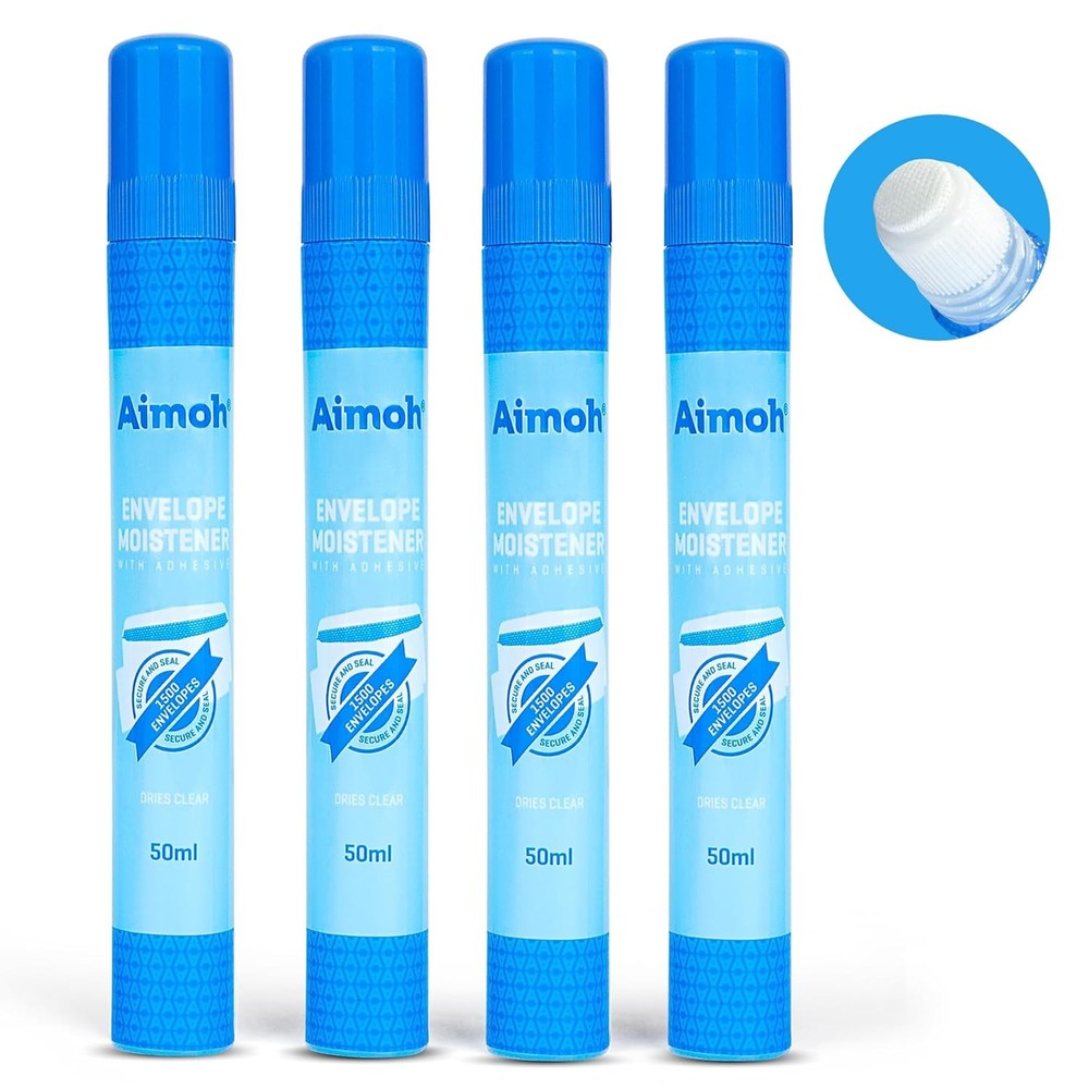 Aimoh Envelope Moistener with Adhesive, 4 Count,
