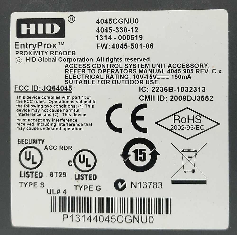 HID Prox Entry Prox 4045CGNU0 Stand-Alone Keypad Reader
