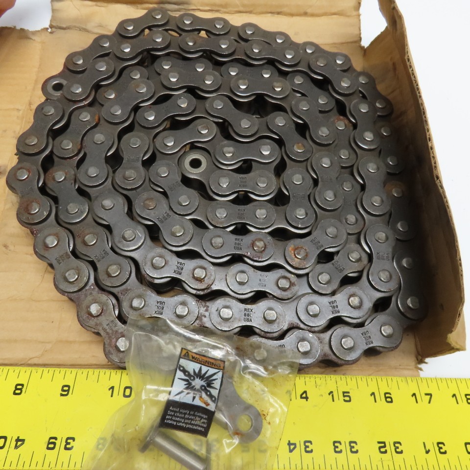 Rex 80L No. 80 Single Strand Riveted Roller Chain 10'