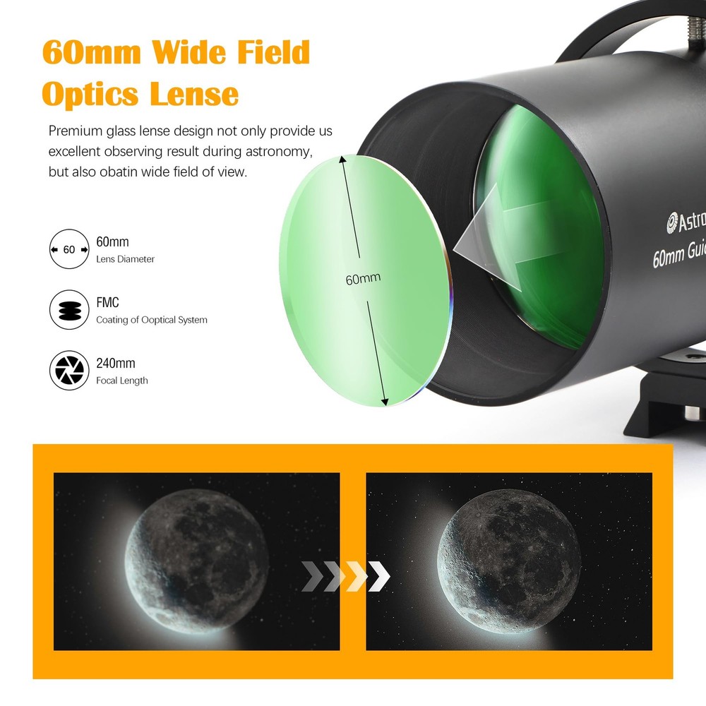 Guide Scope 60mm FMC Compact Finder Guide Scope Kit with Double Helical Focus...