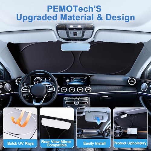 Windshield Sun Shade with Storage Pouch, Thickened Titanium Silver S(59“x31”）