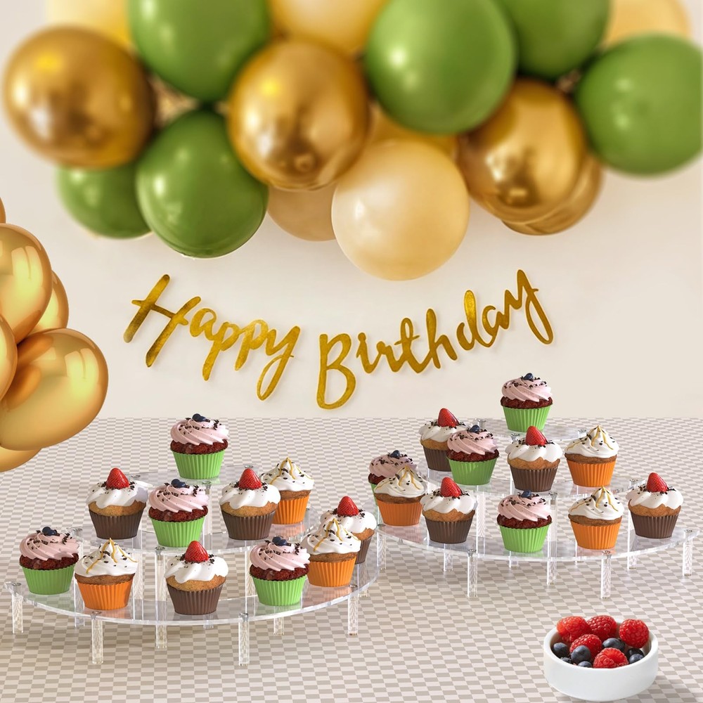 3 Tier Acrylic Display Risers 2 Pack, Half Moon Cupcake Stand, Clear Perfume ...