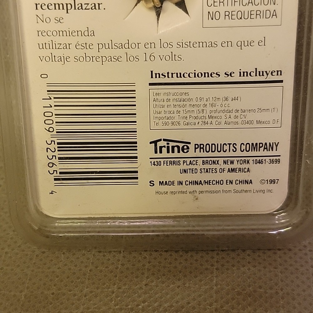 Trine Push Button 455G White Wired From 1994