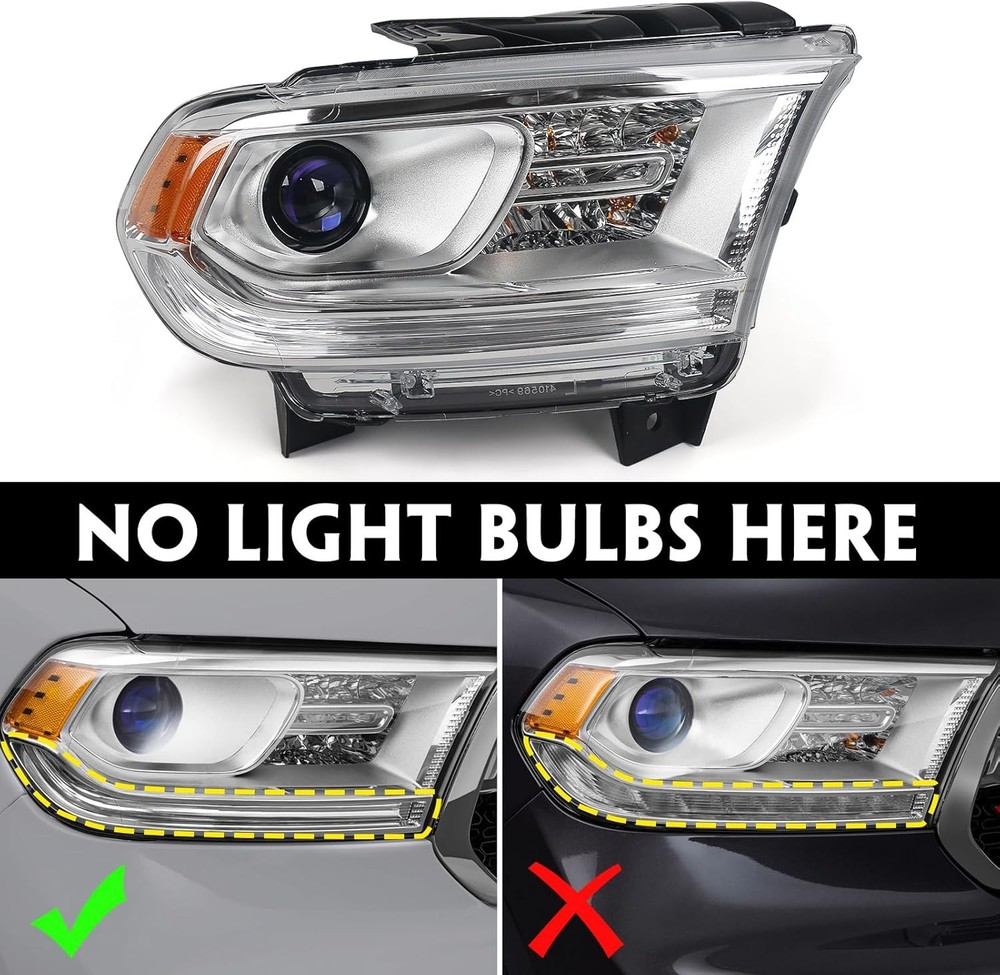 Halogen Headlight Assembly Compatible with Dodge Durango 2014-2020 Replacement C