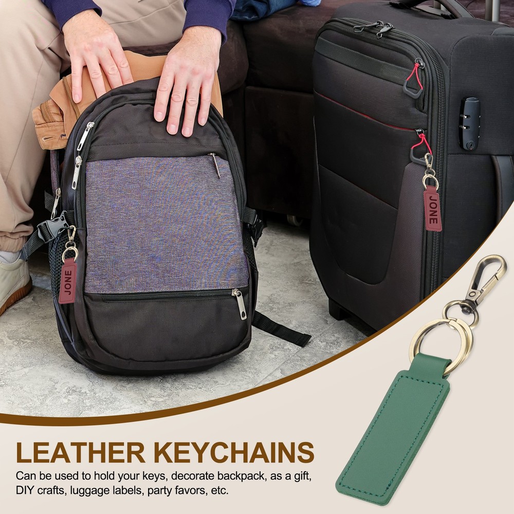 Leather Keychains, 2Pcs Leather Key Chain for Car Keychain, Green