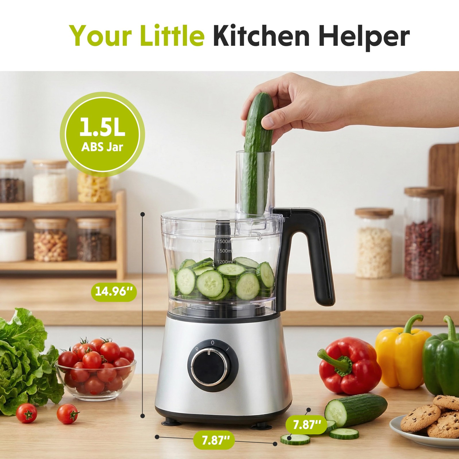 Food Processor Blender Combo, 300W Electric Food Processor for Slicing, Dough