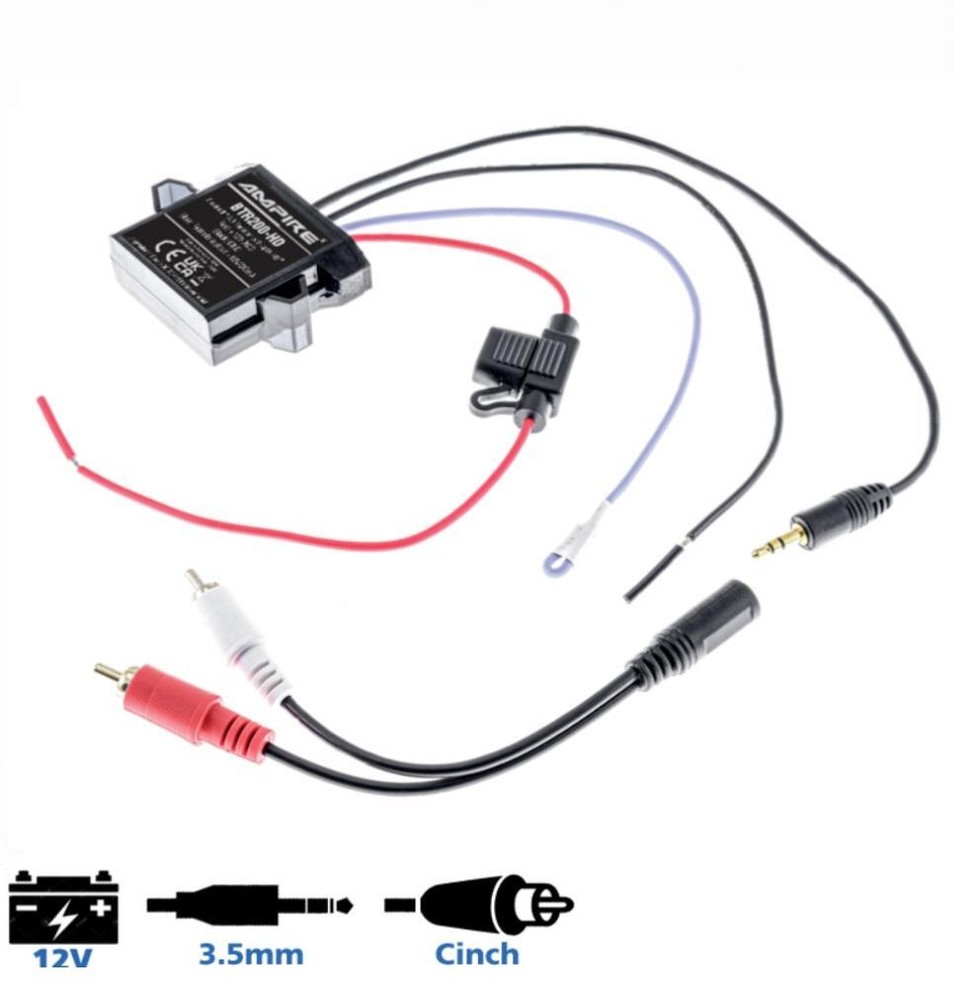 Ampire BTR200-HD Bluetooth Audio Interface Adapter for Many Vehicles 12 Volt