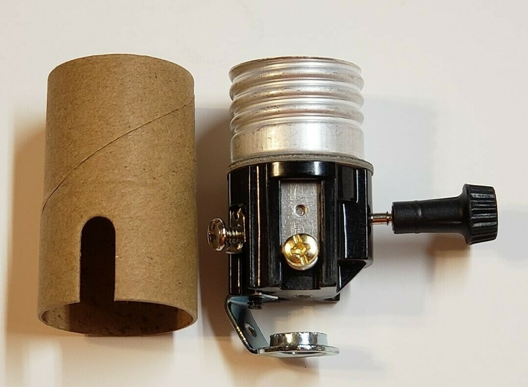 3-WAY TURN KNOB LAMP SOCKET WITH HICKEY FOR 3 WAY BULBS LAMP PART NEW 30174J
