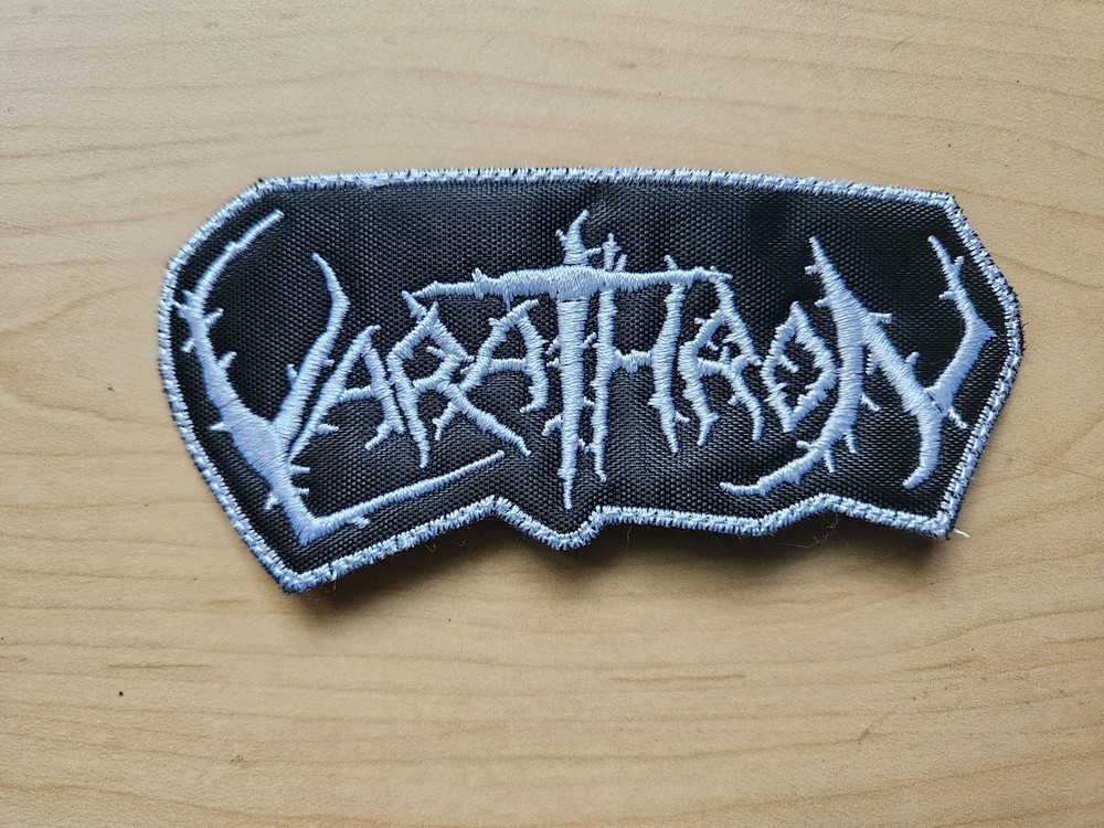 VARATHRON, SEW ON WHITE, WHITE BORDER EMBROIDERED PATCH
