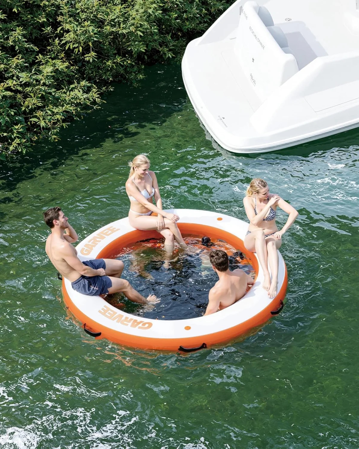 Inflatable Floating Island 8Ft X 8Ft, Portable Water Dock for Beach, Pool, Lake