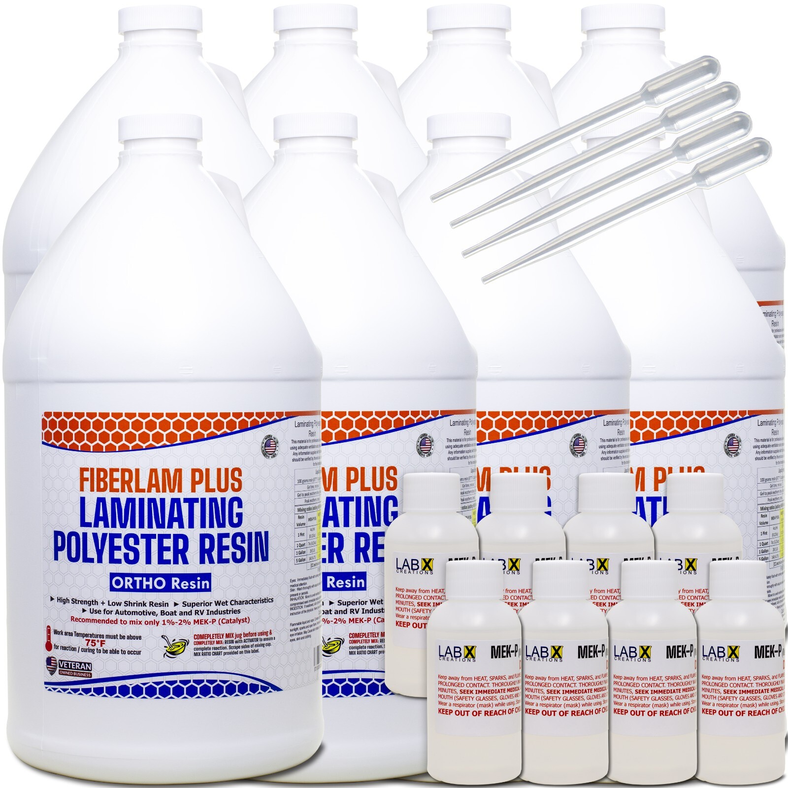 FIBERLAM PLUS 1 Gallon POLYESTER RESIN +MEKP (for laminating, cloth, mat,strand)