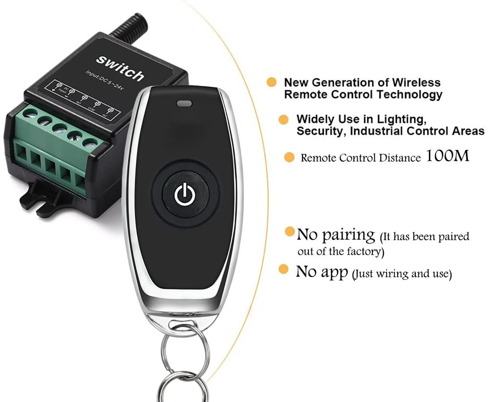 DC12V Remote Control Switch,10A Relay Mini Wireless Switch,Dry Contact Relay Rem
