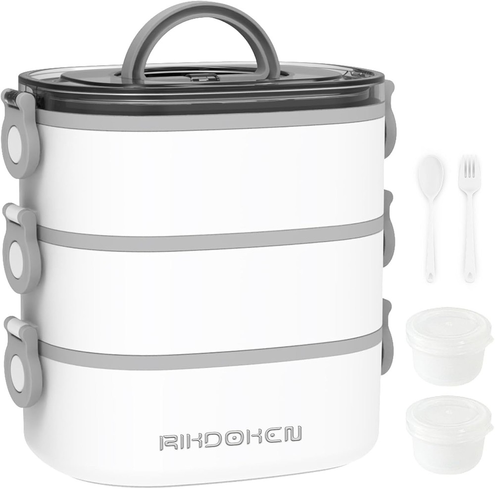 Lunch Box Stackable 3 Layers Containers Portable 94OZ Large Capacity Leakproof