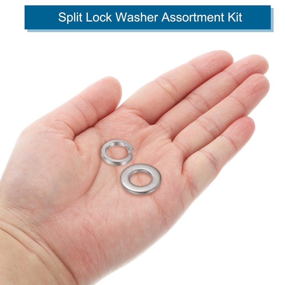 100Pcs M10 Split Lock Washer and Flat Washer Kit