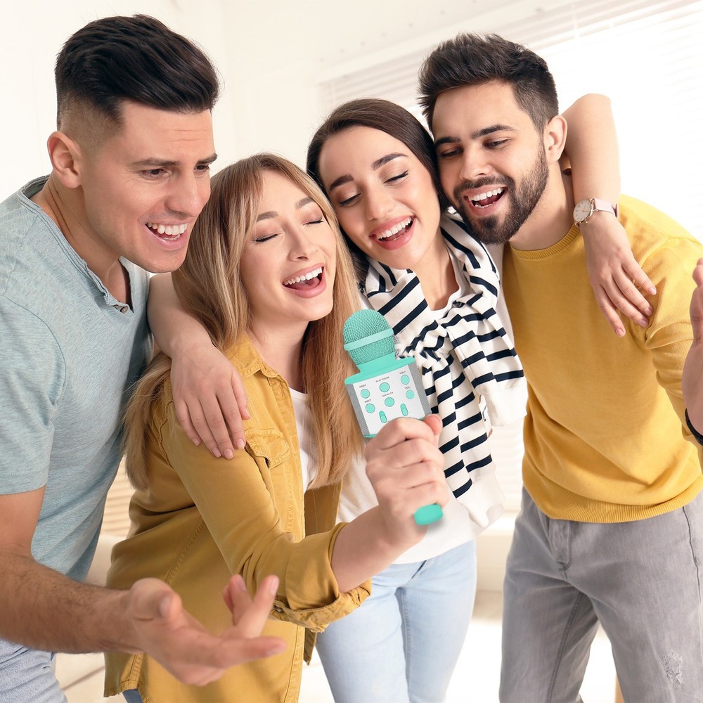 Laser Karaoke Microphone Aquatic Awe Bluetooth Wireless Singing Mic