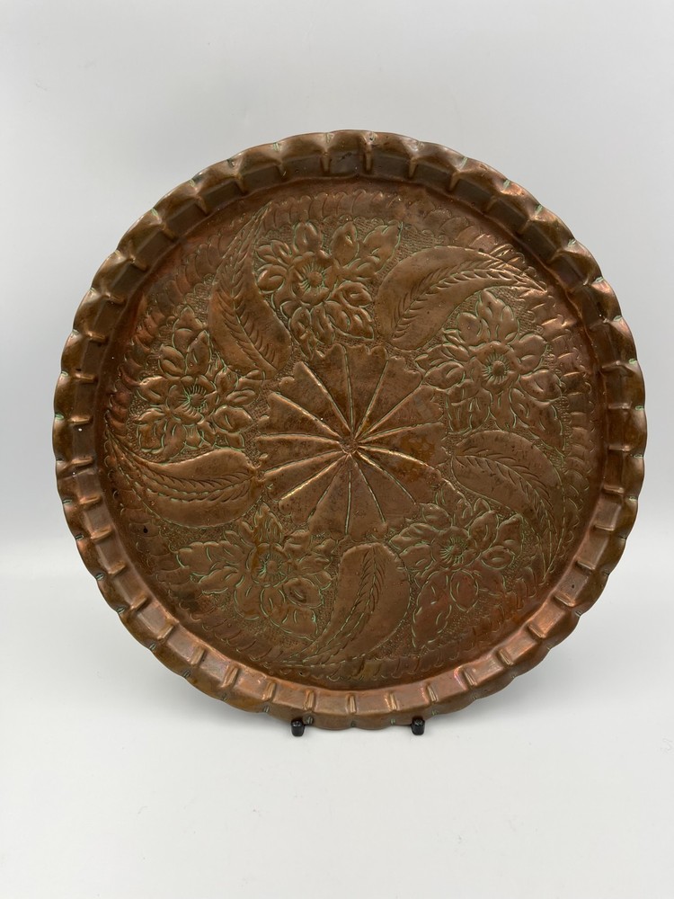 Vintage copper Serving Tray, 25.5 cm.