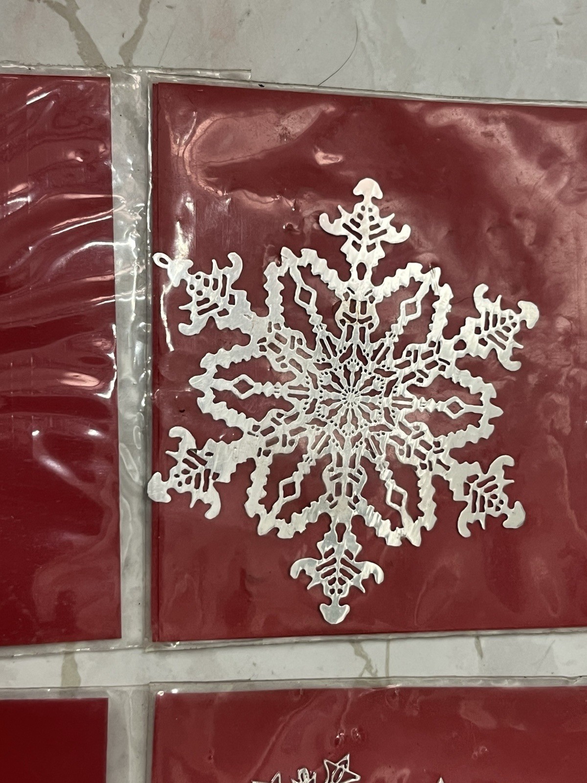 6 Vintage SNOWFLAKE Silver Plated Brass Christmas Ornaments SUFFOLK ETCHINGS NEW