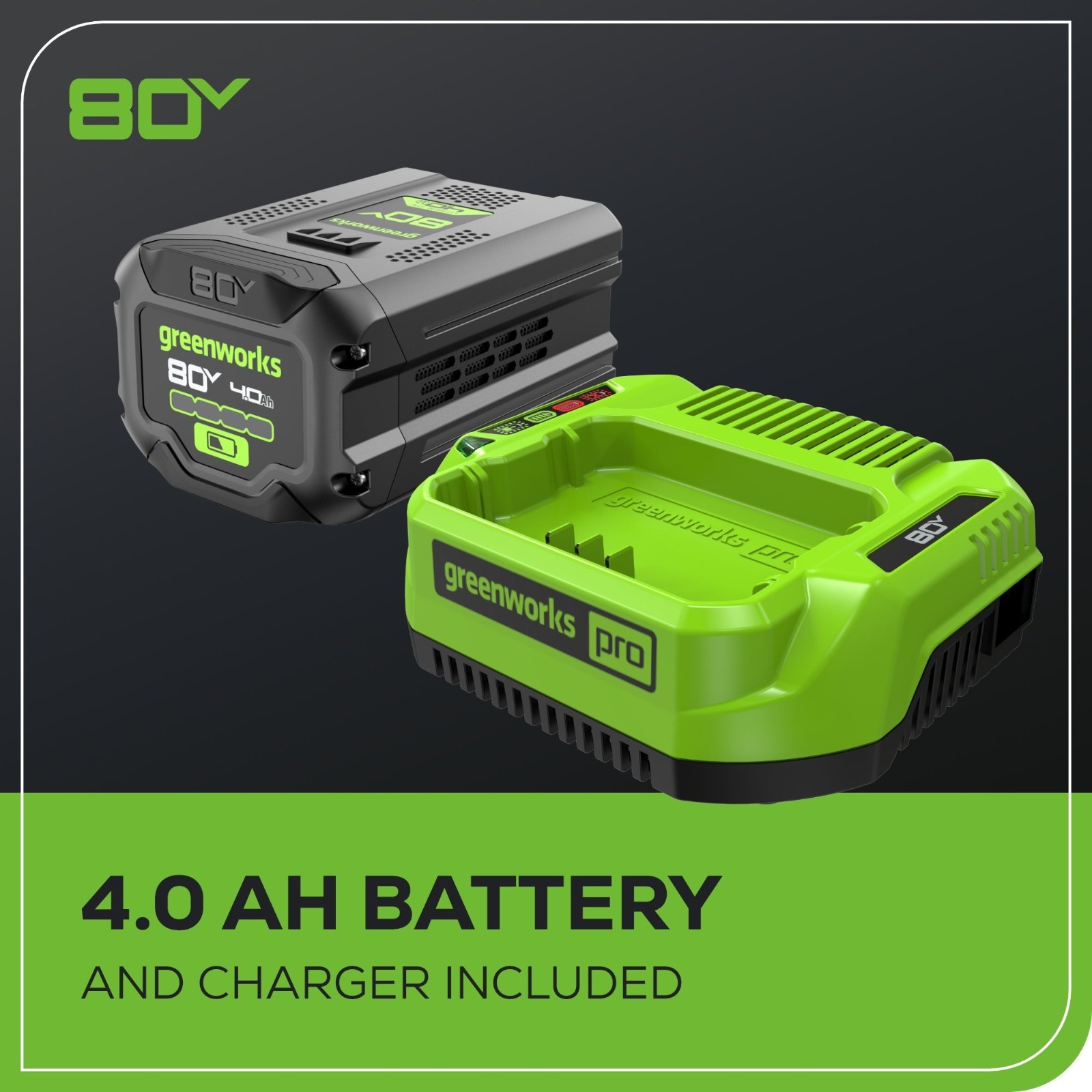 Greenworks 80V 18 inch Cordless Chainsaw 2500W with 4Ah Battery and 2A Charger