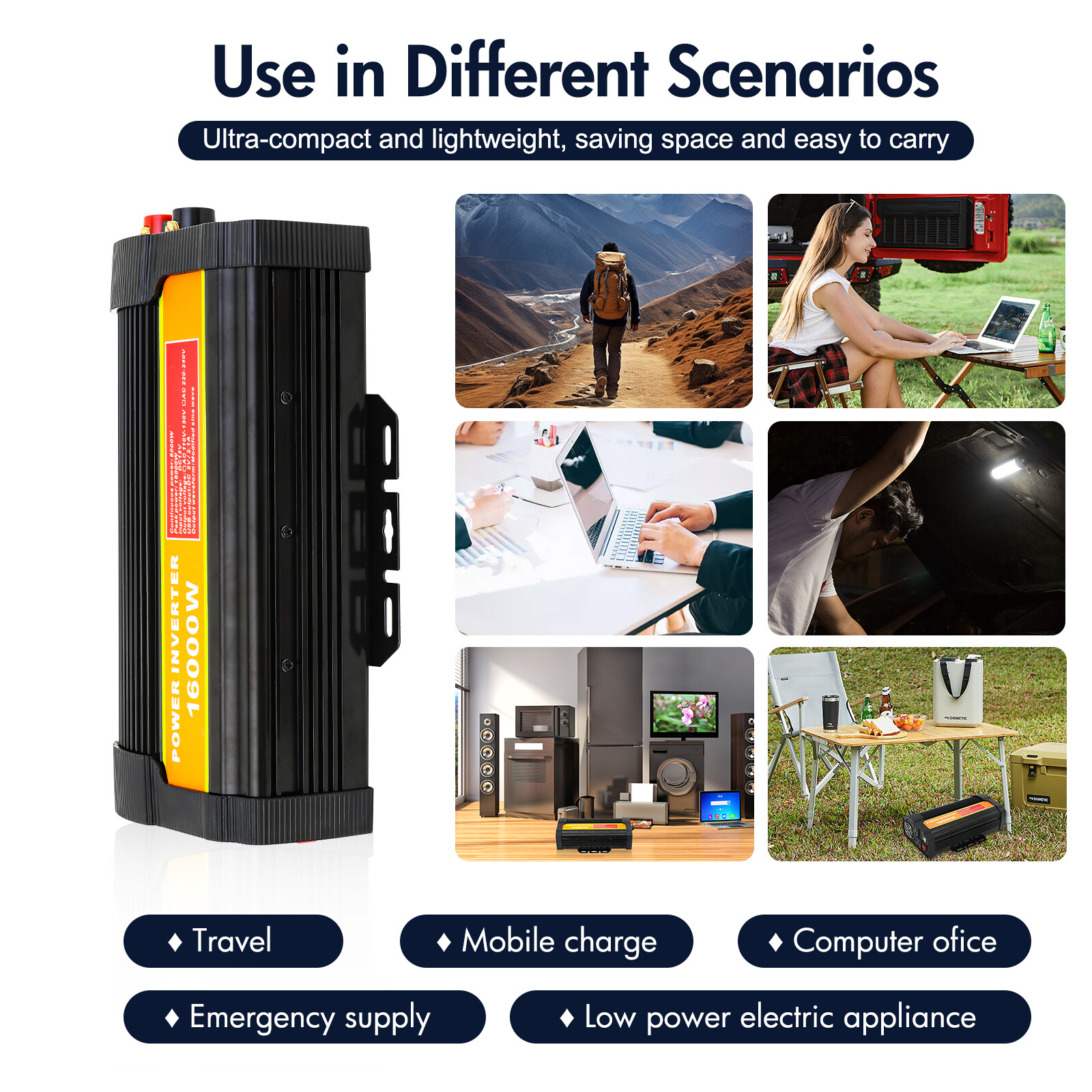 16000W Car Power Inverter DC 12V To AC 110V Pure Sine Wave Solar Converter LCD