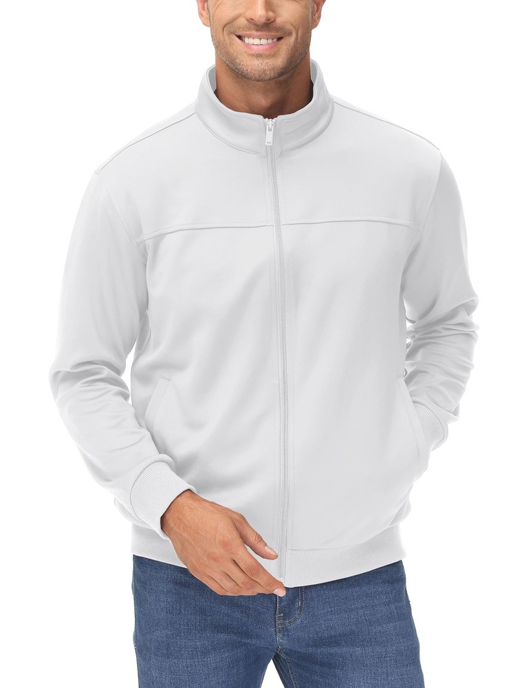 Men's Lightweight Full Zip Jacket Athletic Active Track Coat Softshell Outerwear
