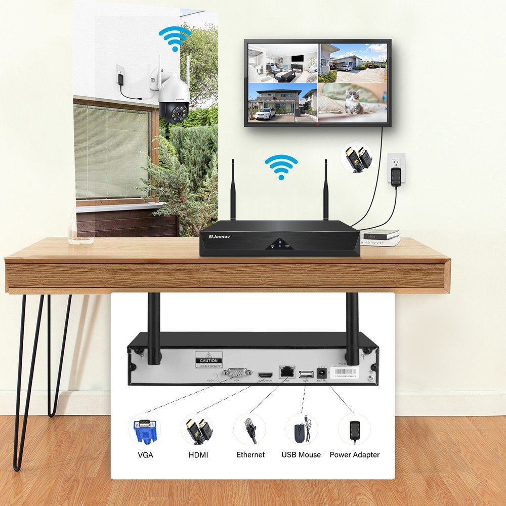 Wireless Security Camera System 5MP CCTV 10CH NVR Two Way Audio P2P Remote APP