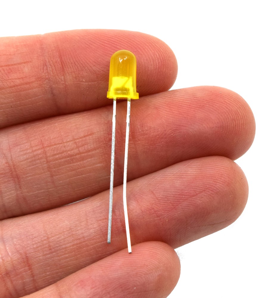 Light Emitting Diode (LED), Yellow, 5mm Diffused Round Top,Pack of 10-Eisco Labs