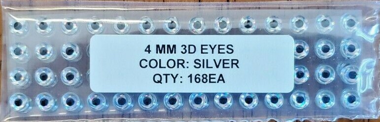 168pcs, Soft Holographic SILVER 3d adhesive fish eyes 4mm, Fly Tying, Arts,Craft