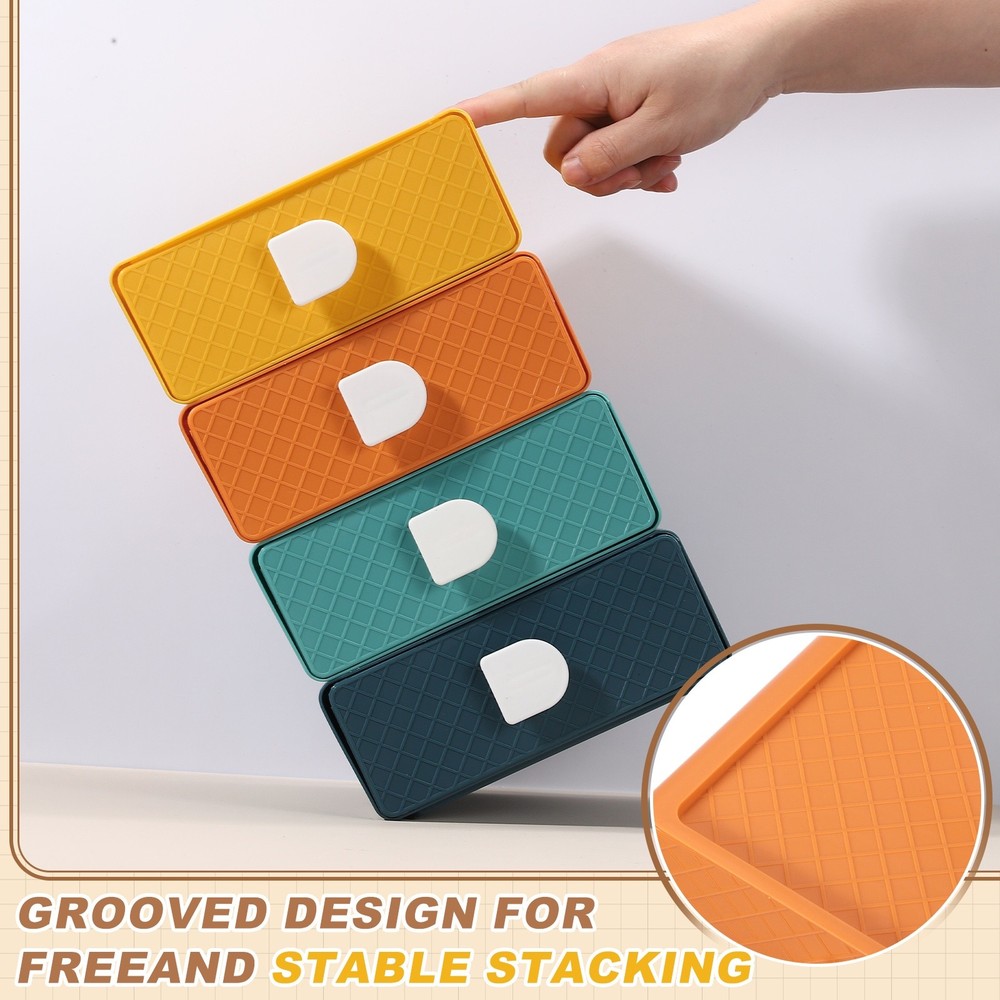 Stackable Storage Drawers for Desktop for Bathroom, Blue Single Layer