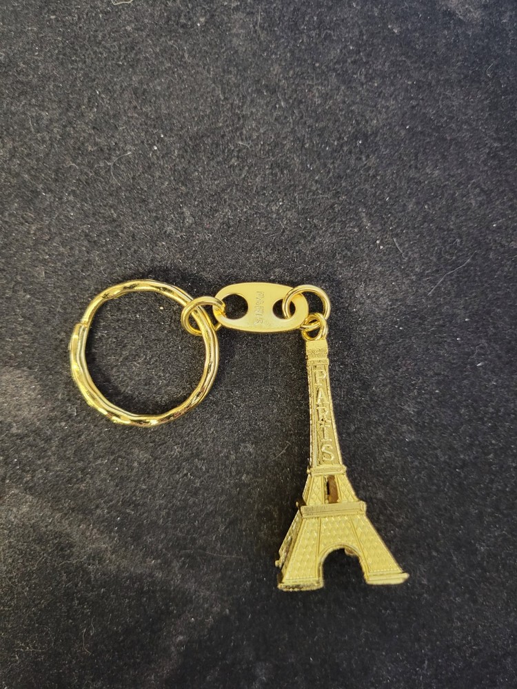 Gold Tone Eifel Tower Charm Key Chain