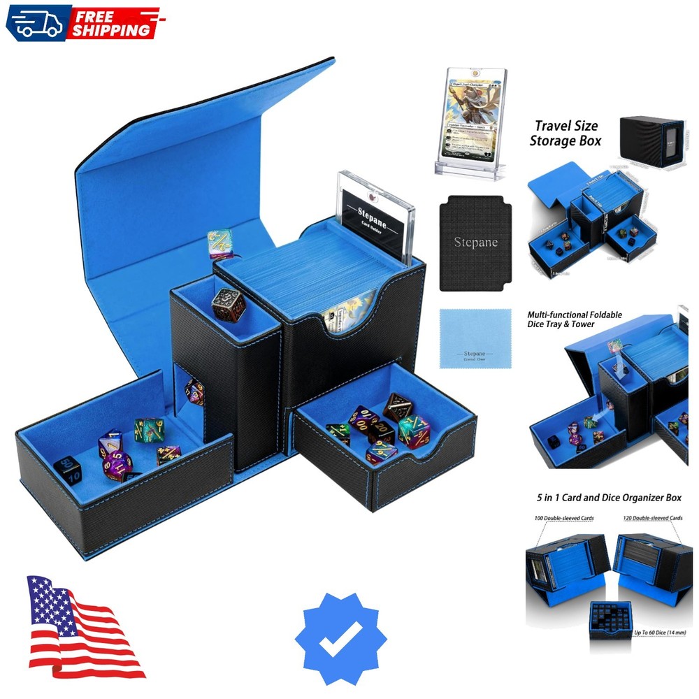 MTG Deck Box for Commander Display with Dice Tower, Fits 100 Double-Sleeved C...